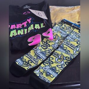 Savannah Bananas 2 Adult XL Evoshield T shirts and basketball socks, All NWT